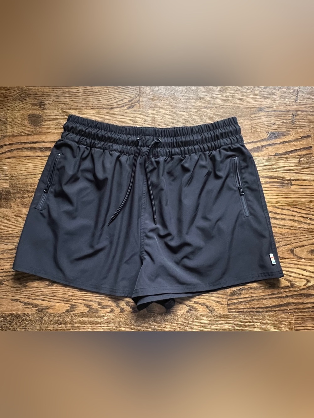 OP Women's Black Athletic Drawstring Shorts with Zipper Pockets